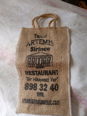 Διαφημιστική τσάντα από γιούτα νέα από το εστιατόριο Tarihi Artemis στην Τουρκία