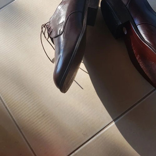 Burnazos handmade leather shoes, size 42, brown and red