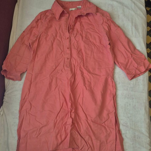 Linen short dress XXL coral color like new