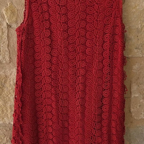 Massimo Dutti Guipure Crochet Lace Shift Dress like new, red, size M