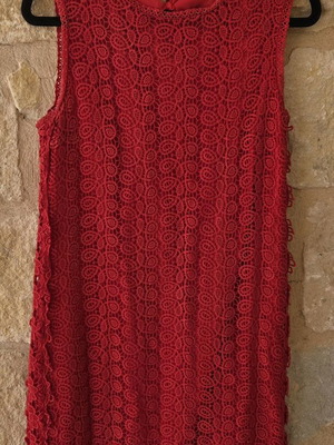 Massimo Dutti Guipure Crochet Lace Shift Dress like new, red, size M
