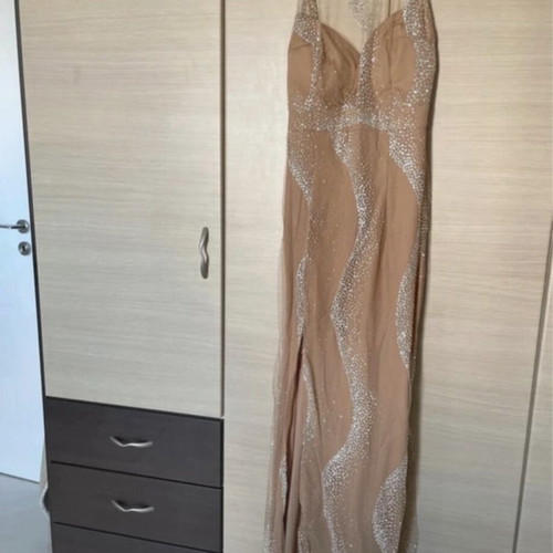 Handmade evening dress by Eirini Makkou, beige, size S/M