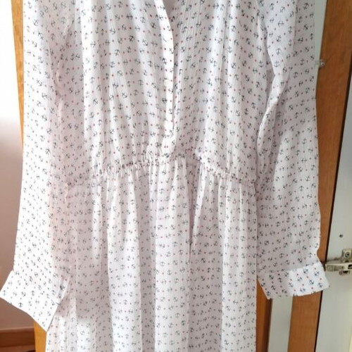 Benetton summer dress new, size M, white and blue