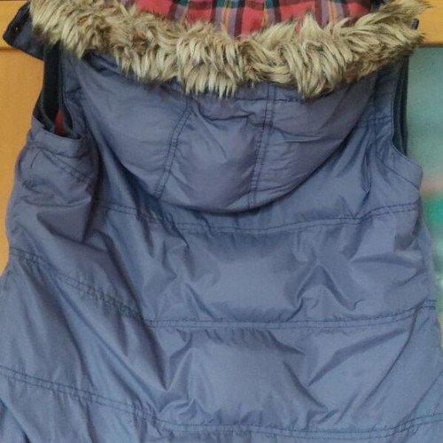 Jack Wills sleeveless jacket like new, blue with removable fur and hood
