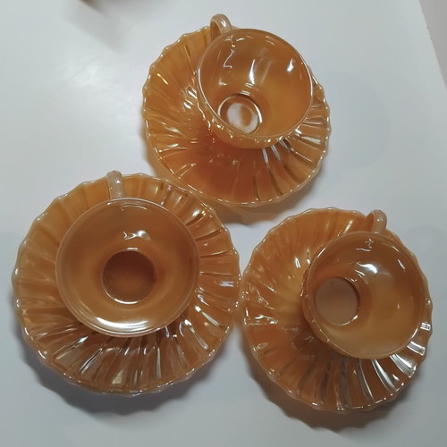 Vintage σετ φλιτζάνια καφέ Termocrisa Peach Lustre, 3 συν 2 δώρο