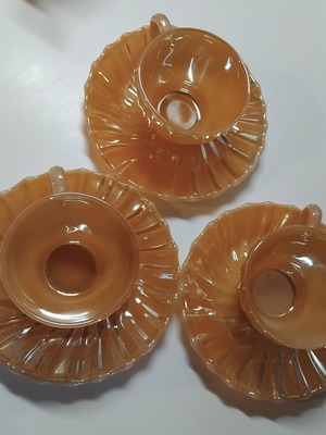 Vintage φλιτζάνια Termocrisa Peach Lustre σετ 3 τεμαχίων συν 2 δώρο