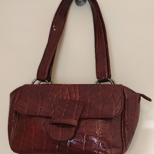 Antonello Serio women's shoulder bag like new, brown croco texture