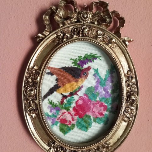 Embroidered frames used, hand-stitched
