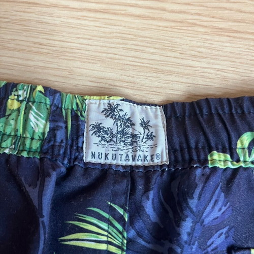 Swim shorts with pattern in very good condition, blue, for boys 13-14 years