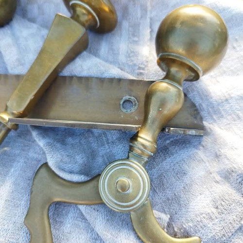 Antique Victorian Style Solid Brass Fireplace Set used