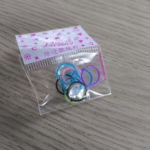 Set of 10 hoop earrings new, allergy resistant, multicolor resin