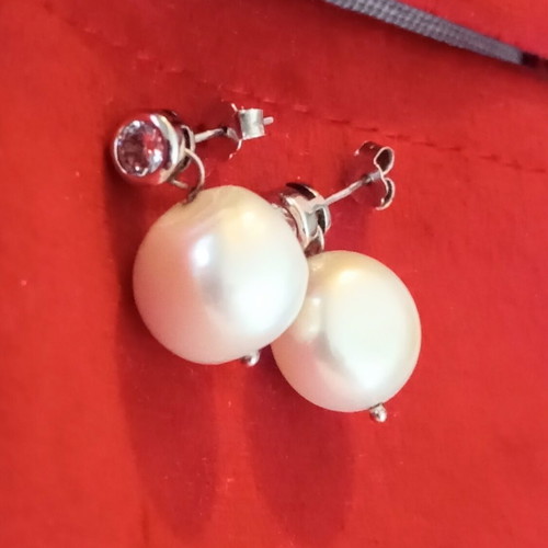Silver 925 earrings with pearls and zirconia