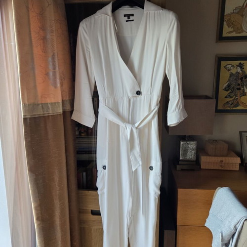 Massimo Dutti jumpsuit used, viscose, white, size L