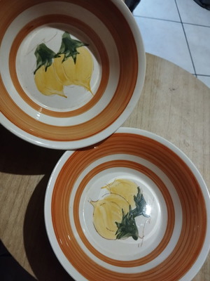 Ceramic bowls used, set of two, made in Korea
