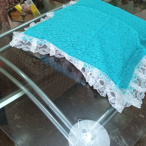 Set of sky blue bedspread 220x270, tablecloth 142x104, pillow 68x30, doily 74x38 new