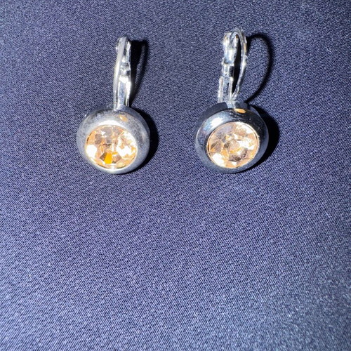 Dangling earrings with pink stone stainless steel like new