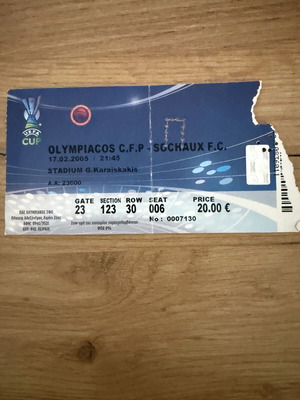 Εισιτήριο UEFA Cup 2005 Ολυμπιακός – FC Sochaux αυθεντικό σαν καινούργιο