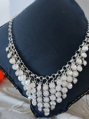 Κολιέ faux bijoux ασημί με στρας καινούργιο
