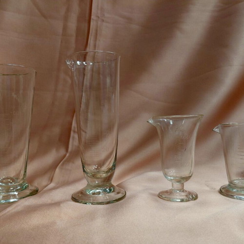Vintage volumetric glasses from Czechoslovakia used, set of four, 1960s