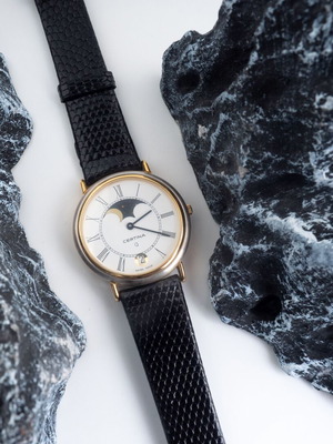 Certina Moonphase Dress Watch New Old Stock Early 1990s Swiss Made