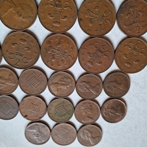 Lot of 43 used British coins pence from Elizabeth II era