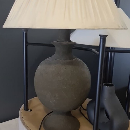 Sculptural tabletop lamp used with handmade embossed effect
