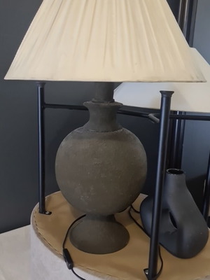 Sculptural tabletop lamp used with handmade embossed effect