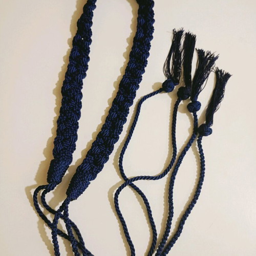Handmade curtain tiebacks like new, dark blue, 1.30m
