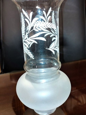 Lamp glass 5Φ new, 22 cm height, frosted and clear