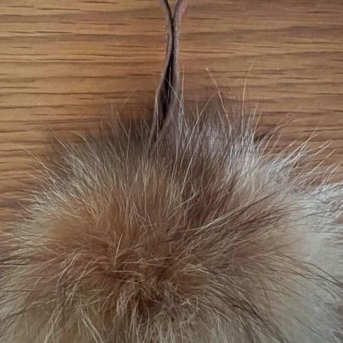 Fur keychain like new, genuine fox fur pom pom with leather strap