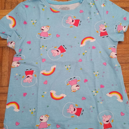 Peppa Pig set with pink shorts and blue t-shirt, 4-6 years