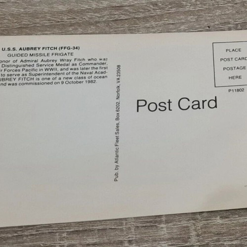 U.S.S Aubrey Fitch (FFG-34) postcard used, collectible