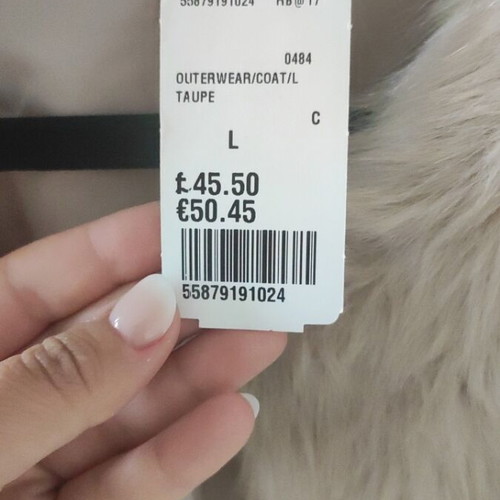 Forever21 synthetic fur coat, beige, size L