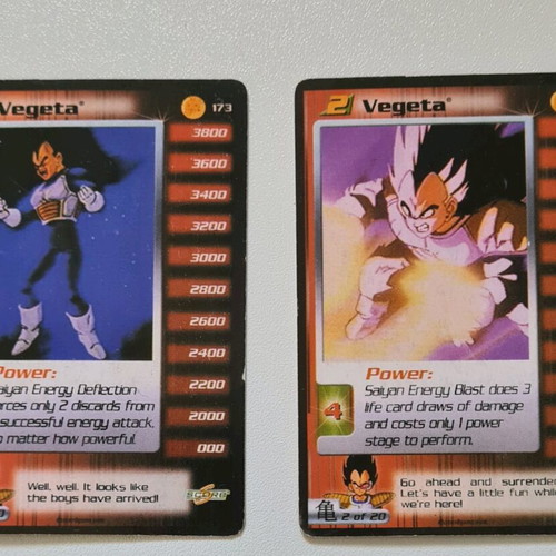 Dragon Ball Z Vegeta Limited Saiyan Saga 2 cards like new