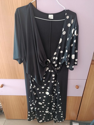 Black dress Greek made with polka dots 2XL like new