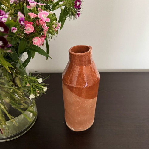 Handmade ceramic vase red brown new