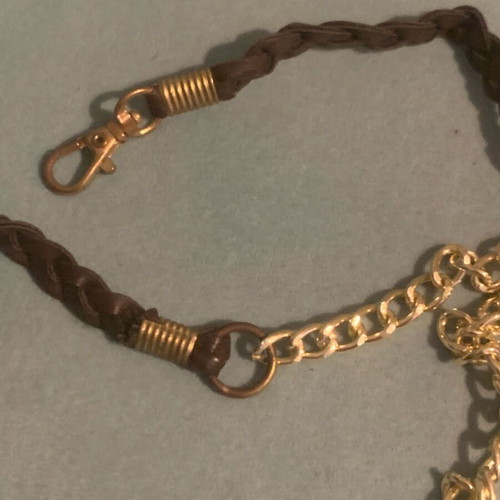 Leather belt braided style like new, brown adjustable