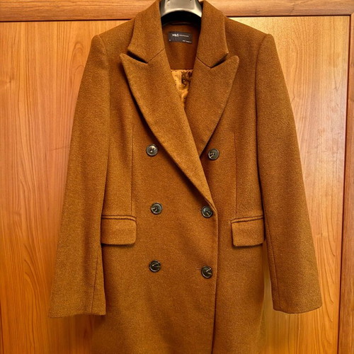 Marks & Spencer wool coat used, tan, size small