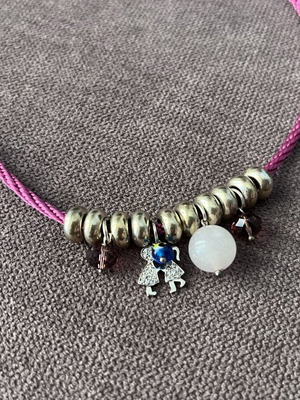 Pink necklace with Swarovski and Rose Quartz