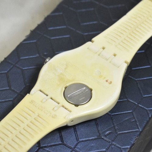 Swatch Gent Day-Date vintage white Swiss watch used