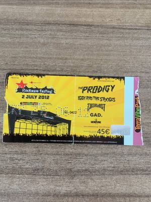 Rockwave Festival 2012 Ticket used, collectible with The Prodigy and Iggy Pop