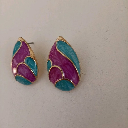 Earrings 4333 women's blue and purple new