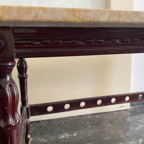 Coffee table marble wooden carved used