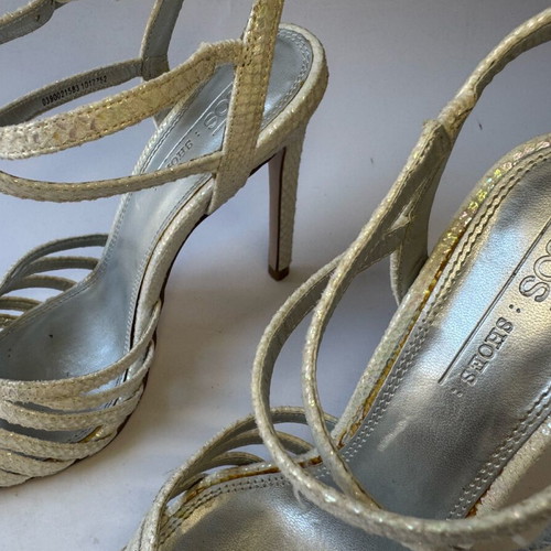 White high heel leather bridal sandals like new