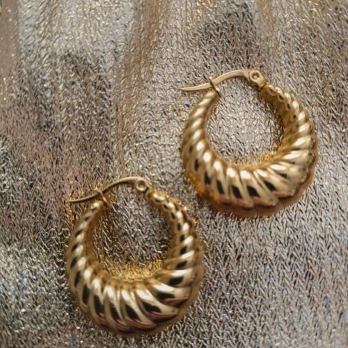 Earrings with steel and gold plating new, gold-colored