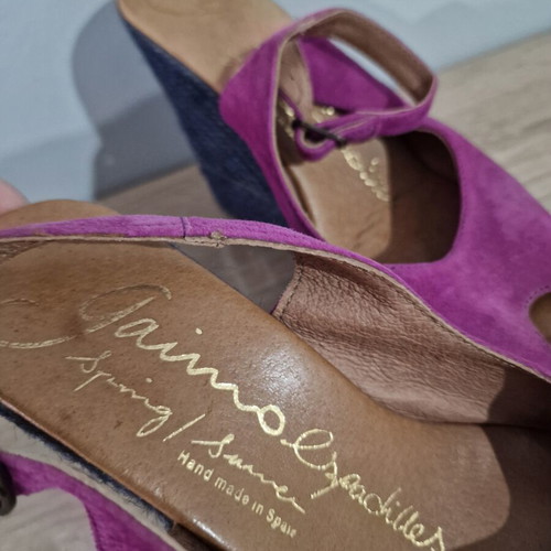 Gaimo purple leather and suede wedge espadrilles sandals size 38 like new