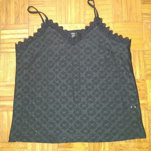 Shein black eyelet lace camisole top, large