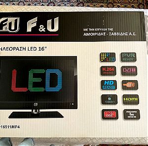 Τηλεόραση F&U 16 ιντσών LED καινούργια στο κουτί της