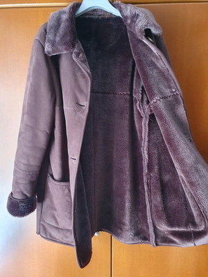 Suede jacket with fur lining brown like new