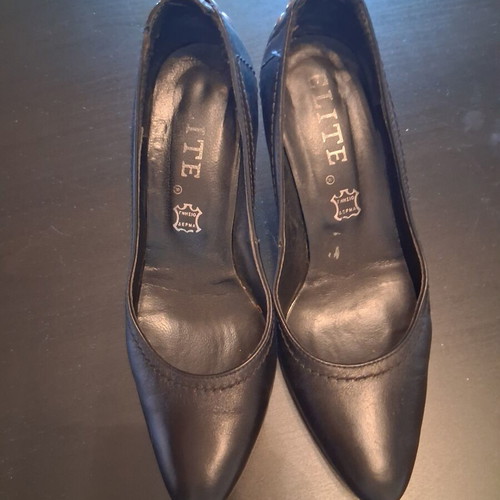 Elite leather pumps size 37 with 8cm heel like new, black